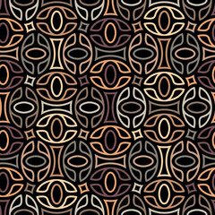 Contemporary abstract design with a modular structure of outlined geometric shapes on a black background. Simple and modern style. Multicolored vector illustration.