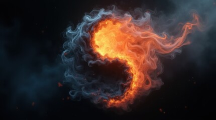 Fototapeta premium Swirling Smoke and Embers Yin-Yang Design