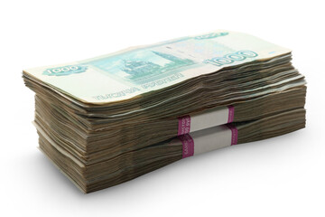 Pile of money isolated on white