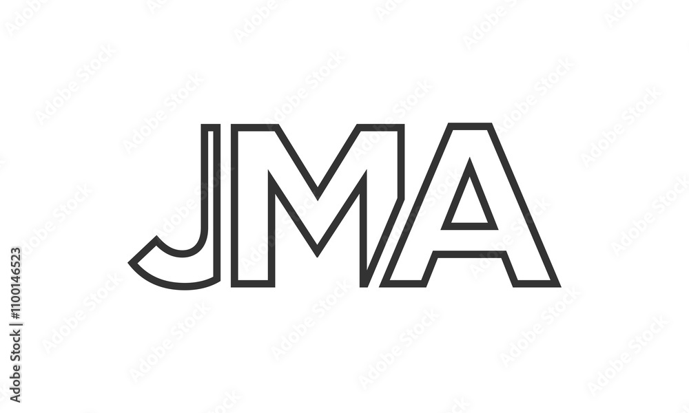 Fototapete JMA logo design template with strong and modern bold text. Initial based vector logotype featuring simple and minimal typography. Trendy company identity.