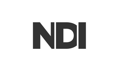 Obraz premium NDI logo design template with strong and modern bold text. Initial based vector logotype featuring simple and minimal typography. Trendy company identity.