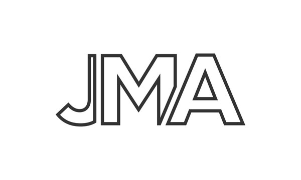 JMA logo design template with strong and modern bold text. Initial based vector logotype featuring simple and minimal typography. Trendy company identity.
