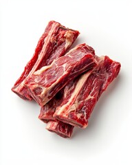 Fototapeta premium Raw beef ribs on white background
