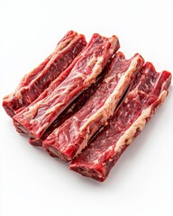 Obraz premium Raw beef ribs on white background