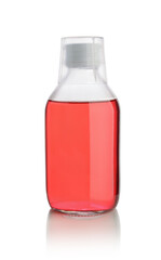 Medical solution in a glass bottle isolated.