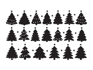 Fototapeta premium Christmas tree watercolor isolated on a white backdrop. Set of foliage. Christmas Pine Tree Watercolor Vector Illustration