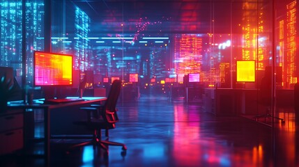 Futuristic data center environment technology hub digital landscape