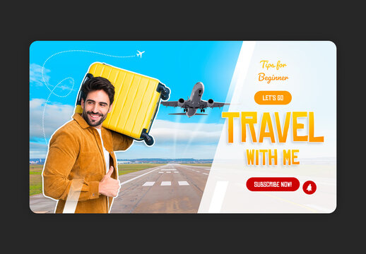 Travel Video Thumbnail Layout with Orange Gradient Accents
