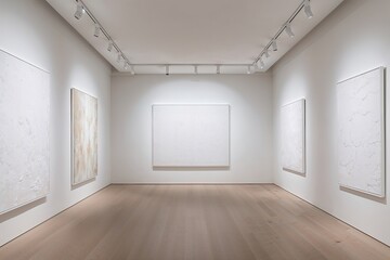 Bright White Gallery Atmosphere with Luminous Highlights and Artistic Texture
