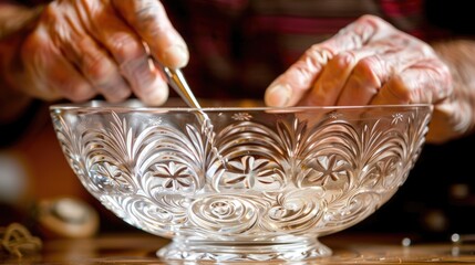 Artisan shaping glass using a blowpipe in a traditional glassblowing workshop