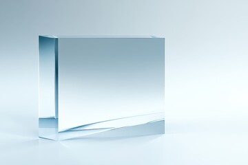 Minimalist Glass Cube with Sleek Design and Reflective Surface on Soft Background