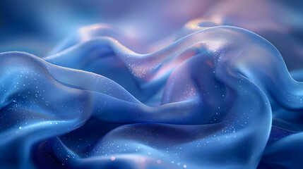 Fototapeta premium Abstract Blue Fabric with Glimmering Lights 3D Illustration