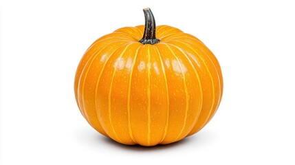 Obraz premium A photostock of a bright orange pumpkin with a clean, smooth surface, isolated on a white background, perfect for Halloween or autumn designs. High Quality