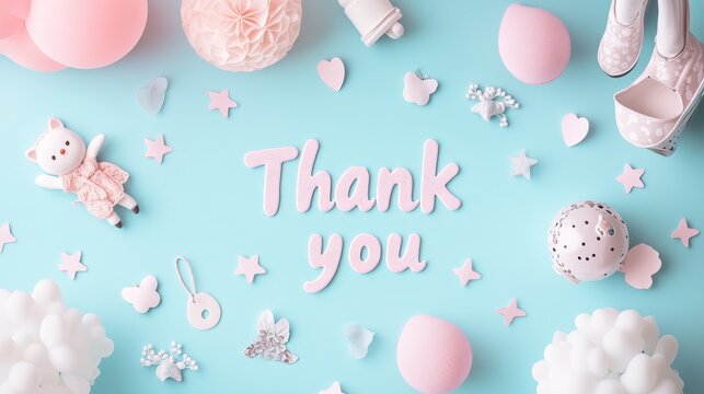Sweet Baby Thank You Card with Adorable Pastel Design and Playful Elements
