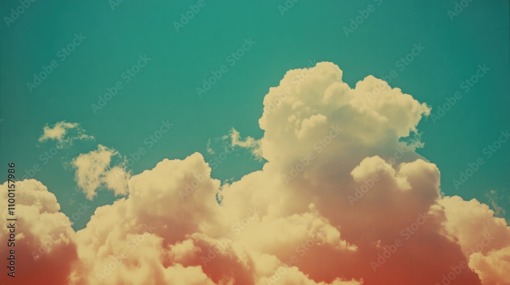 Aufkleber a plane flying high in the sky with fluffy white clouds in the background
