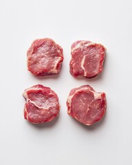Fototapeta premium Pork cutlets raw on white backdrop