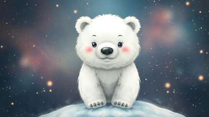 Curious funny Polar Bear Cub in Snowy Winter Wonderland5 © LYADesigner