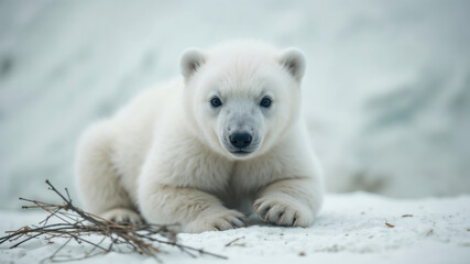 Curious funny Polar Bear Cub in Snowy Winter Wonderland17 © LYADesigner