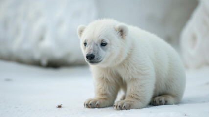 Curious funny Polar Bear Cub in Snowy Winter Wonderland16 © LYADesigner