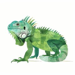 Obraz premium A vibrant green iguana displaying unique patterns on its skin, showcasing the beauty of reptilian wildlife.