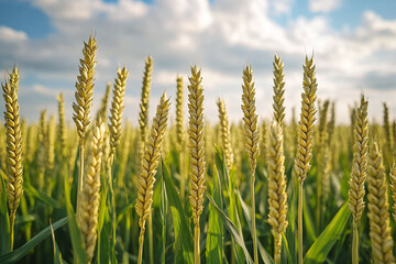 Obraz premium Wheat field meeting stormy sky.