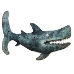 Fototapeta premium A stunning representation of a shark sculpture, showcasing intricate details and vibrant colors, perfect for marine-themed decor.