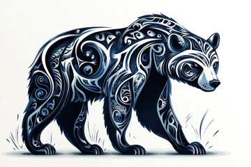 Fototapeta premium Ornate Bear Design Abstract Art Illustration