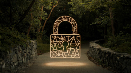 Regulatory compliance action enforcing law restrictions on technology in nature visual content awareness concept