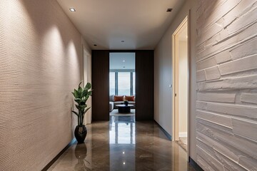 Obraz premium Modern Interior Design with Soft Ambiance Tactile 3D Textures and Polished Floors