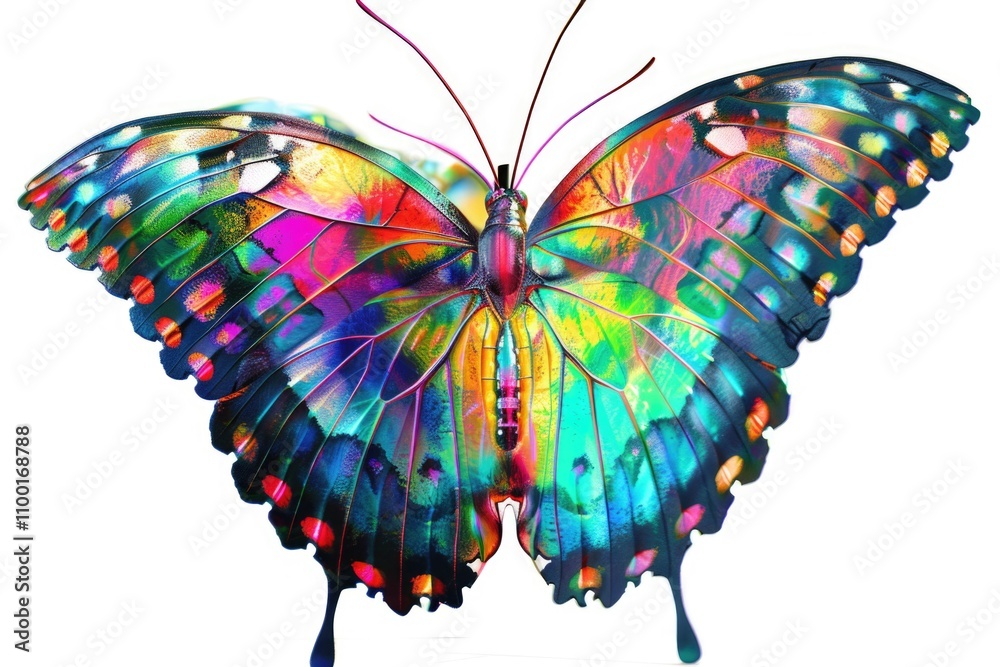 Aufkleber a single colorful butterfly perched on a plain white surface