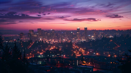 Fototapeta premium Cityscape Sunset Illustration