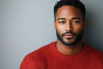 Obraz premium African black men, 20-40 years old, dressed in simple, work appropriate attire, relaxed in front of solid backgrounds, capturing their authentic style and confidence.