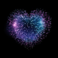 Heart shape colorful fireworks on black background