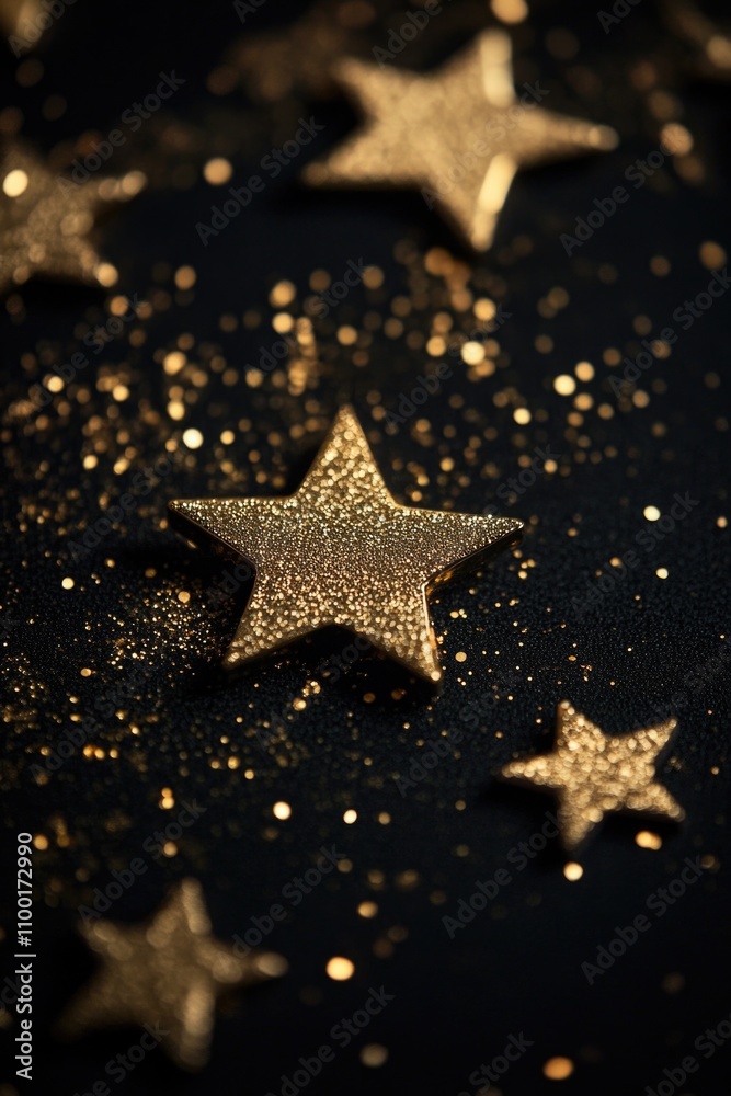 Poster a bright star shines on a dark background, perfect for use in space-themed designs or as a symbol of