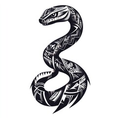 Fototapeta premium Ornate Tribal Snake Design in Black and White