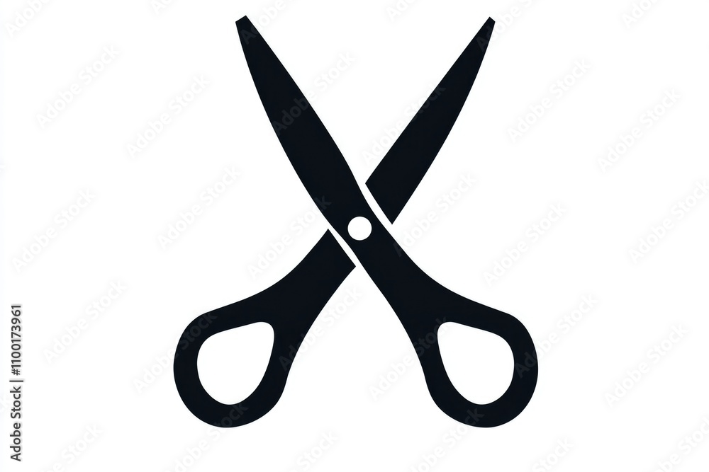 Poster a pair of black scissors placed on a white background, perfect for diy and crafting projects