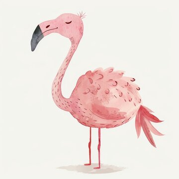 recommend clip art: A charming illustration of a pink flamingo showcasing its elegance and beauty in a playful, artistic style.