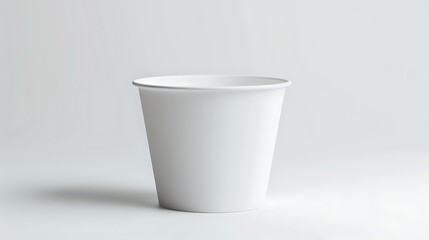 A simple white paper cup designed for serving beverages or food items.