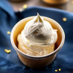 close up of vanilla soft serve ice cream in a cup