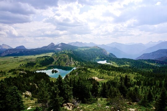 Three alpine lakes in the Rocky Mountains