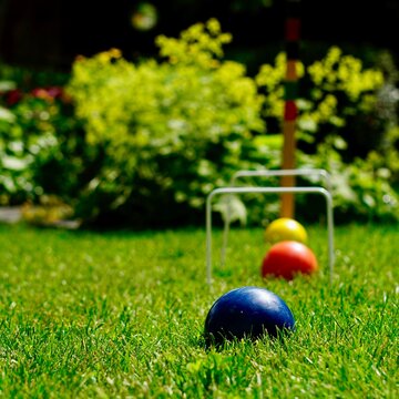 croquet balls on the grass