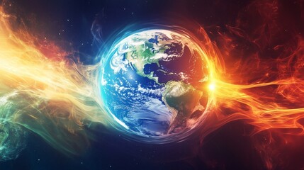 Obraz premium Earths gravitational fields being disturbed with flickering changes in light and color.