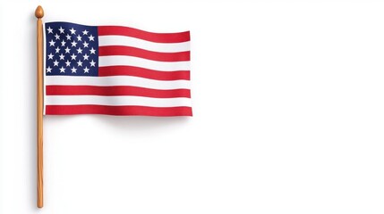 A photostock of the American flag waving proudly against a white background, ideal for patriotic, national, or celebratory designs. High Quality