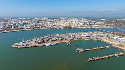 Obraz premium Aerial from the harbor and the city Portimao in the Algarve Portugal