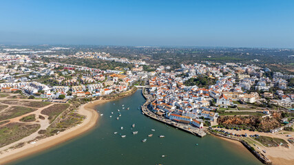 Obraz premium Aerial from the little historical village Ferragudo in the Algarve Portutgal