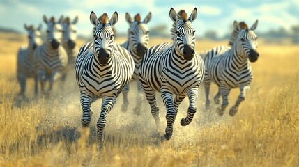 Obraz premium Zebras standing together in a field