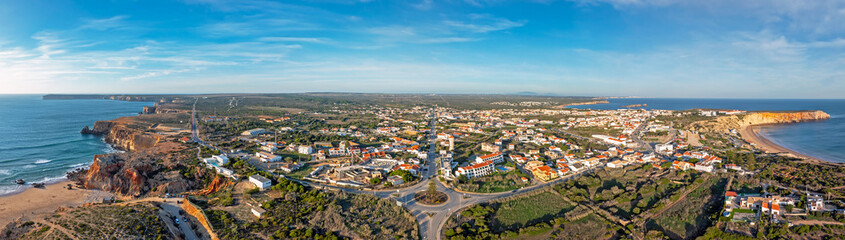 Aerial panorama from the town Sagres in the Algarve Portugal