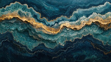 Obraz premium Abstract geode pattern with turquoise and gold layers in natural formation