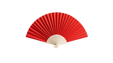 A bright red fan showcasing intricate pleating
