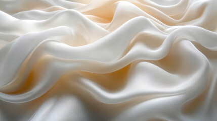 Obraz premium Elegant White Silk Wave Drapery, Flowing Fabric Texture Background, Abstract Concept, Luxurious Cloth Material, Smooth and Soft Textile, Minimalist Fabric Design